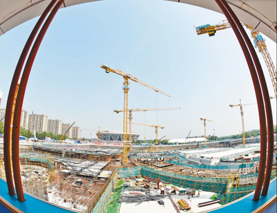 北京冬奥在建项目设置倒计时牌