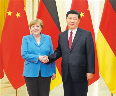 5月24日,国家主席习近平在北京人民大会堂与德国总理默克尔举行会晤。 新华社记者 刘卫兵摄