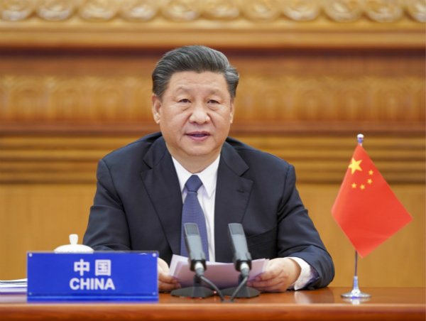 3月26日,国家主席习近平在北京出席二十国集团领导人应对新冠肺炎特别峰会并发表题为《携手抗疫 共克时艰》的重要讲话。新华社记者 李学仁 摄