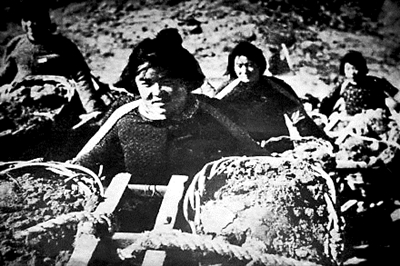 1955年，山东临沂厉家寨群众火热的劳动场景。（资料图片）