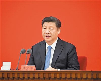 11月12日,浦东开发开放30周年庆祝大会在上海市举行。中共中央总书记、国家主席、中央军委主席习近平在会上发表重要讲话。 新华社记者 申宏 摄