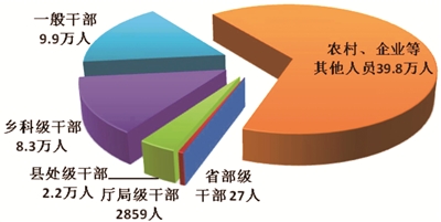 图1:全国纪检监察机关处分人员按职级划分图
