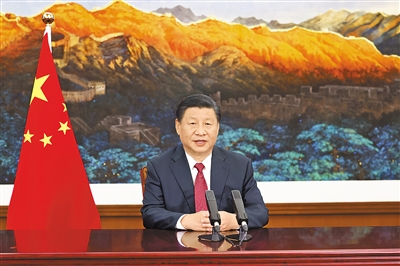 9月24日,国家主席习近平向2021中关村论坛视频致贺。 新华社记者 黄敬文 摄
